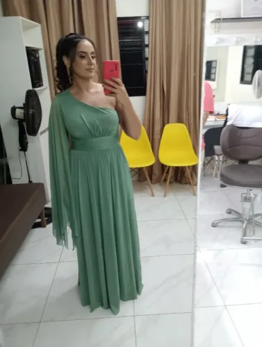 Vestido de festa verde oliva