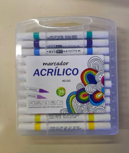 Marcador acrílico - canetas para tecido 36 cores