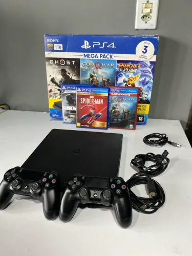 PlayStation 4 Slim 1tb + 2 Controles Originais + Jogos