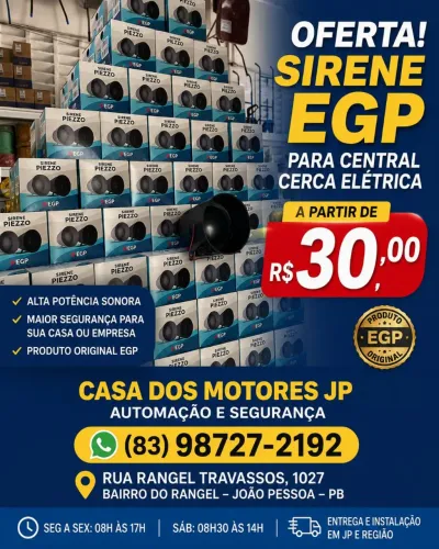 Sirene Piezo EGP Branca para Central de Cerca Elétrica