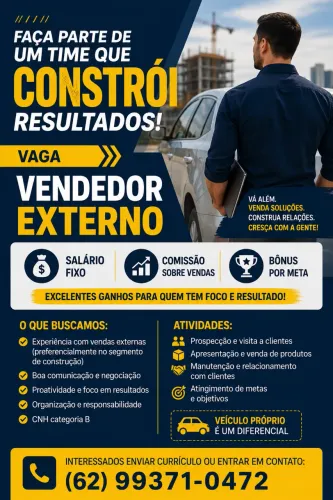 Vaga para Vendedor Externo / Executivo de vendas