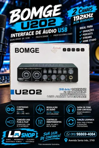 Interface De Áudio 2 Canais Usb Gravação De 32 Bits/192 Khz