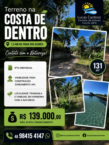 Terreno na costa, IPTU individual!