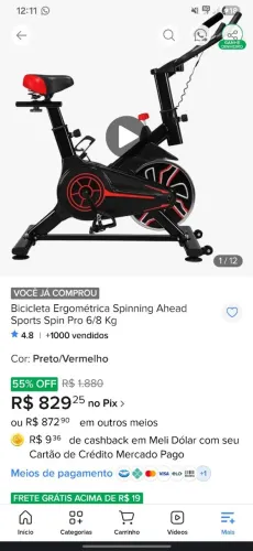 Bicicleta Ergométrica Spinning Ahead Sports Spin Pro 6/8 Kg