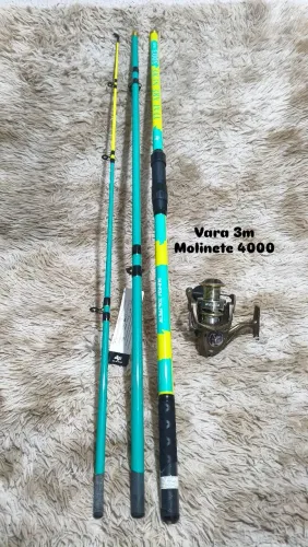 Vara 3m com molinete 3000 novos
