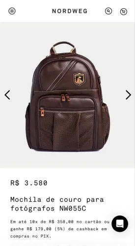 Mochila Nordweg Couro original profissional para fotógrafos e uso geral