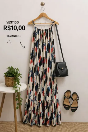 Vestido estampado longo tamanho M