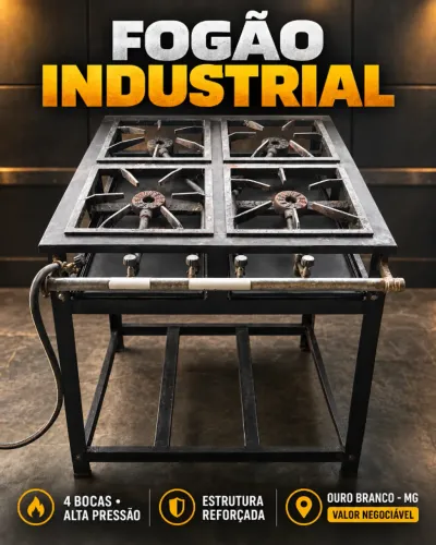Fogão industrial 4 bocas alta pressão reforçado