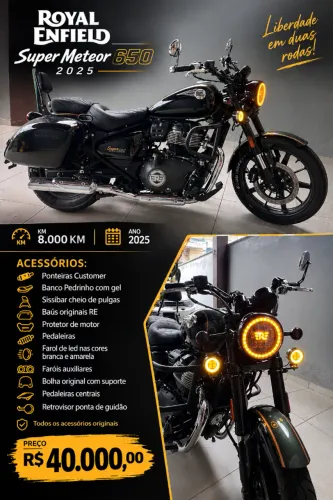 Royal Enfield Super Meteor 650 Preta e verde