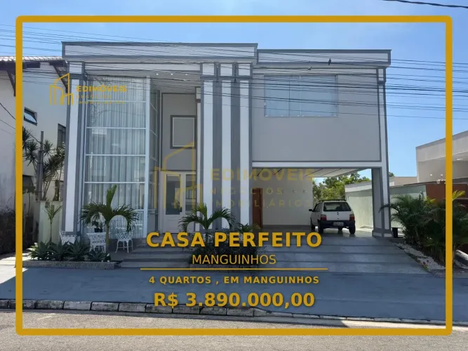 Casa Espetacular em Manguinhos: Arquitetura Imponente e Ambientes Amplos!