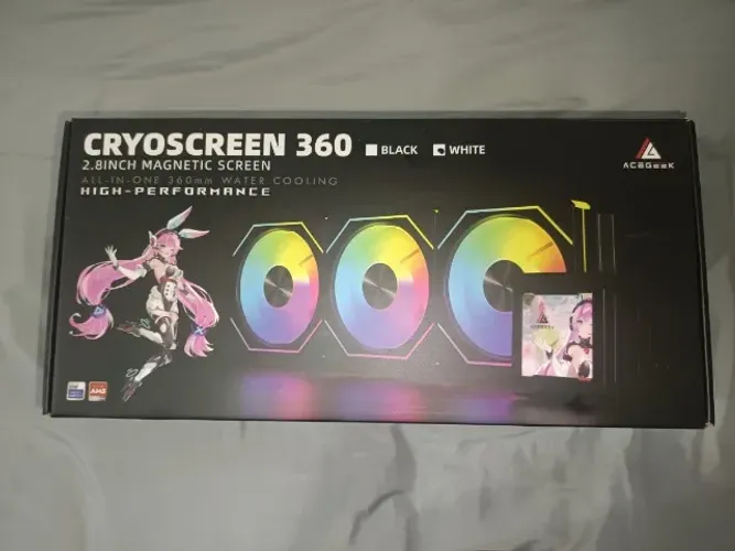 Water Cooler Acegeek CryoScreen 360 Branco LCD 2.8" - NOVO