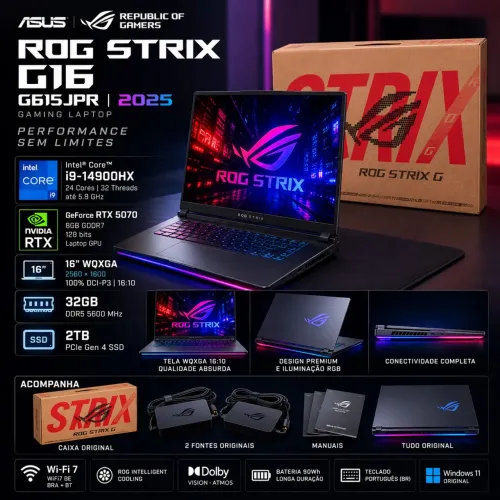 ASUS ROG Strix G16 G615JPR | i9 | RTX 5070 8GB | 32GB | SSD 2TB