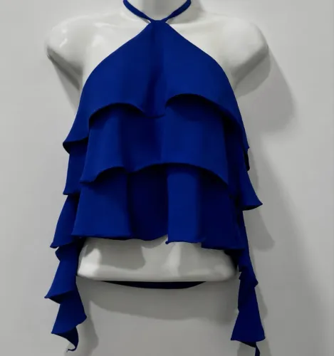 Blusa Azul Royal com Babado - Tamanho Único ?