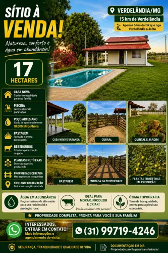Vende se 27 hectares todo empastado com poço artesiano de 18 mil litros energia