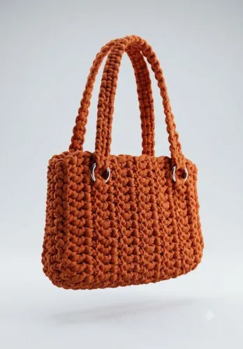 Bolsa em crochê - cor terracota - produto artesanal feito em fio de malha