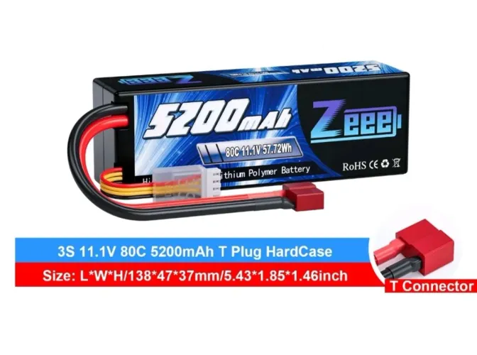 Bateria Lipo Zeee 3s 5200mah 80c Plug T P/ Rc Traxxas, Kyosho, Arrma, Losi e Outros