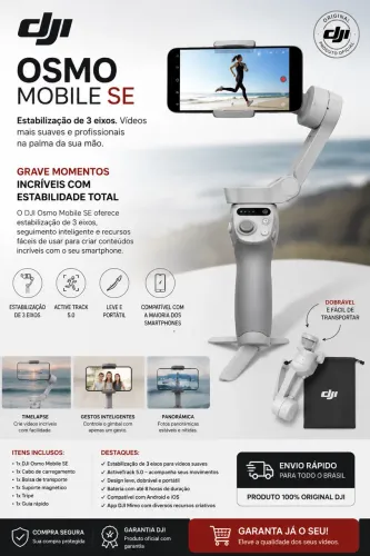 Vídeos de ótima qualidade Dji Osmo Mobile SE