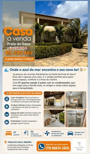 Casa de Praia no Saco em Sergipe