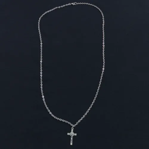 Corrente Aço Inox 60cm com Crucifixo 