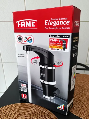 Torneira elétrica elegance para estalação em bancada FAME