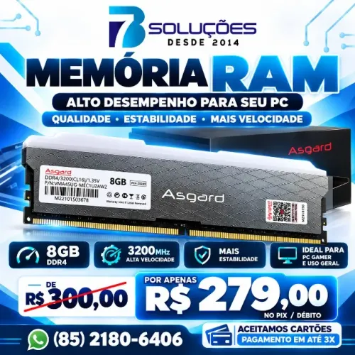 MEMORIA RAM ASGARD DDR4/PC4 8GB 3200MHZ CL18 COM RGB