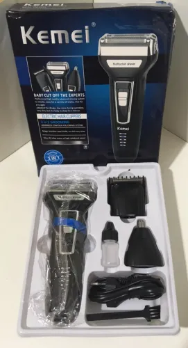 Barbeador E Cortador De Cabelo 3 Em 1 Kemei Km-6558 - LACRADO