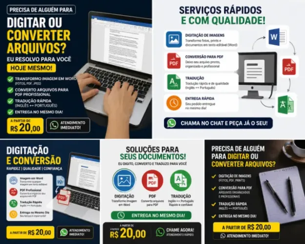 ? PRECISA DIGITAR OU CONVERTER ARQUIVOS RÁPIDO?  Eu resolvo pra você HOJE! ?  ? Transfor