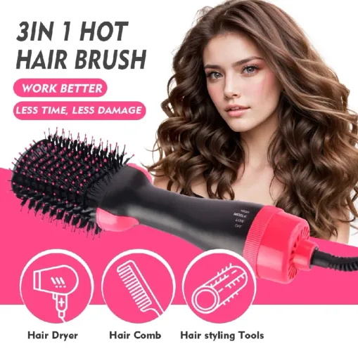 Escova Modelagem Alisadora Secadora Cabelo Chapinha Cabo Rotativo