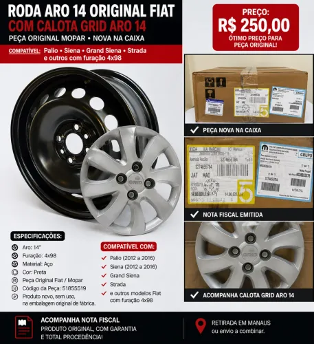 Roda Aro 14 Original Fiat