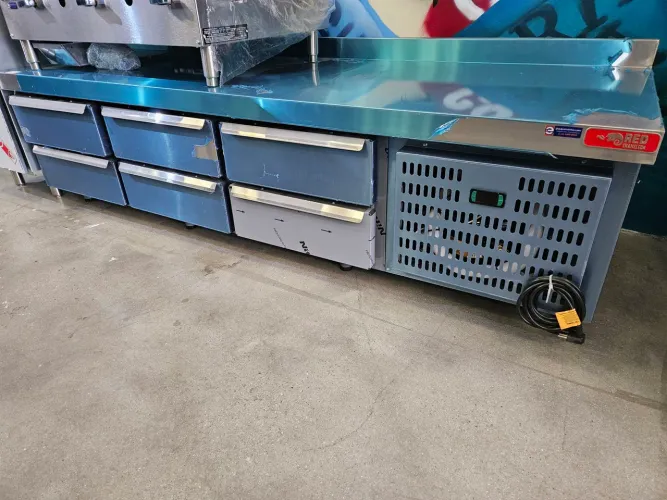 balcão total inox refrigerado 6 gavetas para hamburgueria