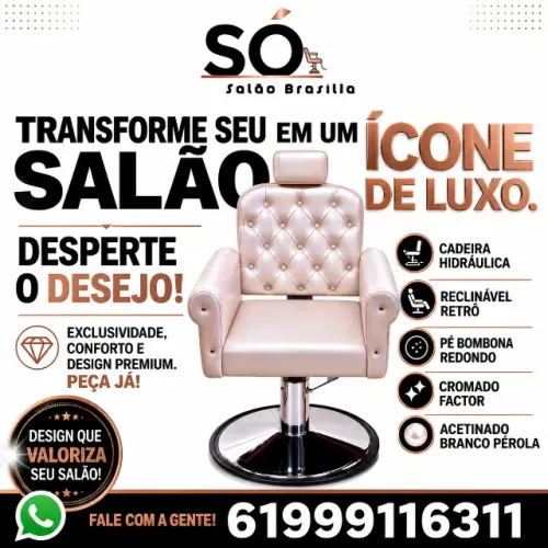 CADEIRA HIDRÁULICA RETRÔCADEIRA HIDRÁULICA RETRÔ PREMIUM PARA SALÃO - ELEGÂNCIA E CONFORTO