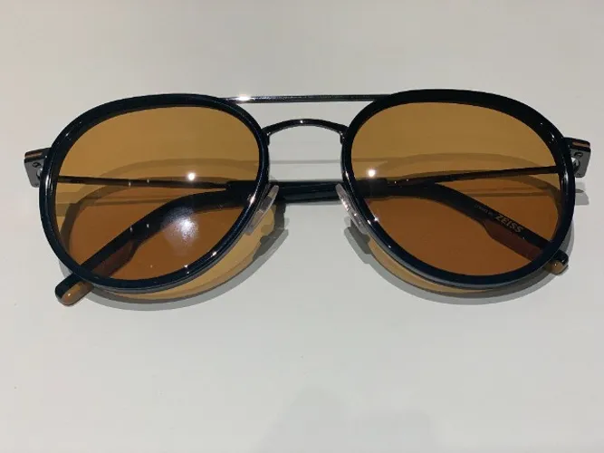 Óculos Ermenegildo Zegna - Preto/Âmbar - Lente Zeiss Autêntico