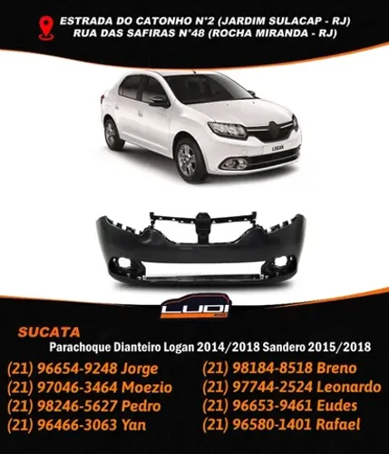 Para-choque dianteiro Renault Logan 2014 2018 Sandero 2015 2018 Com furo milha