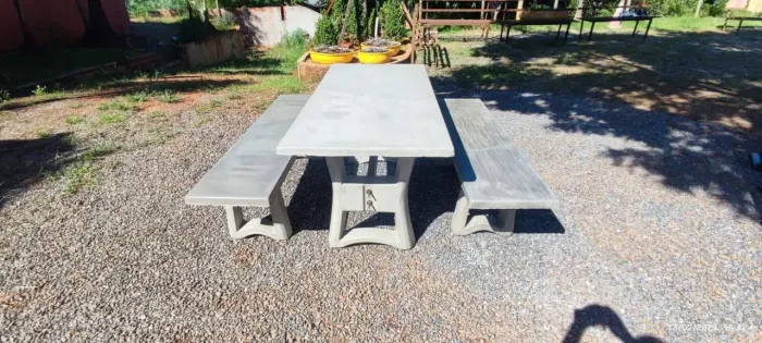 Mesas de concreto area externa cor natural resinada 62, *