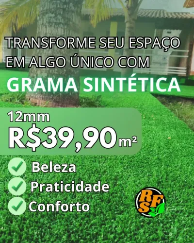 GRAMA SINTÉTICA 12MM FIBRILADA DECORATIVA_VENDA POR M²