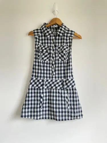 Vestido xadrez infantil sem manga tam M 
