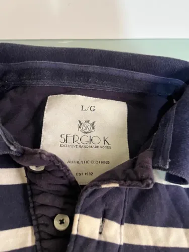 Camisa Polo Sergio K. listrada azul e branca