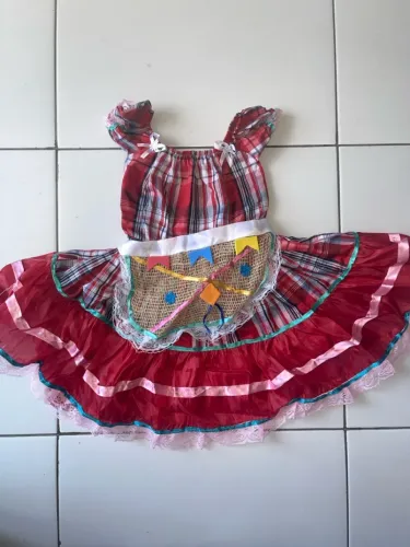 Vestido Festa Junina Infantil - Altura 50cm x Cintura 25cm