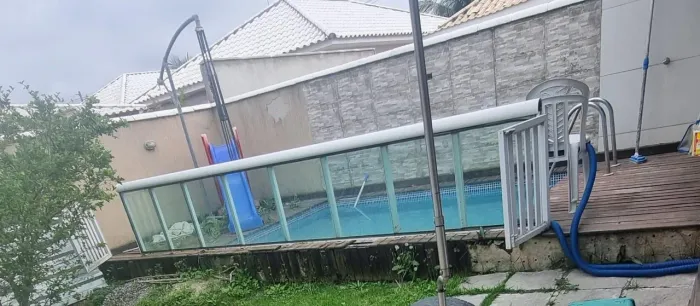 Guarda corpo para varanda ou piscina com 2 portões de alumínio 