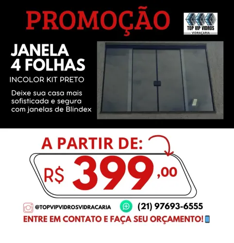 Janela 4 Folhas Blindex - Promoção - Imperdível!