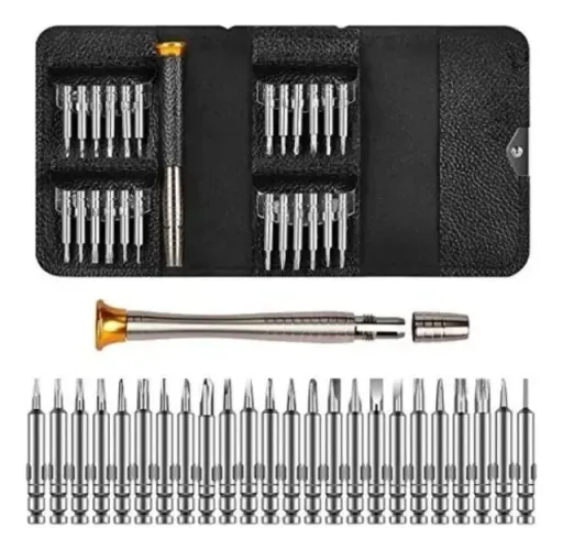 Kit Chave de precisão 25 em 1 Aluminio tratado e ponteiras de CV cromadas