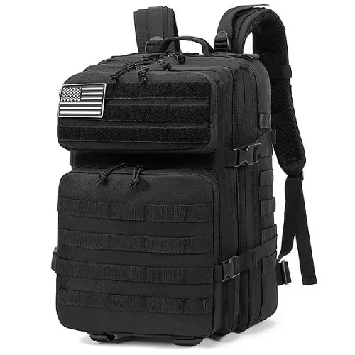 Mochila Tática Militar Impermeável Reforçada Grande 45l Cor Preto 