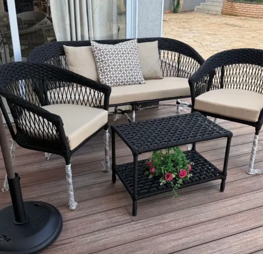 sofá área externa sacada  tricô náutico 