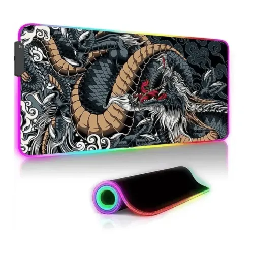 Mouse Pad Gamer com Led RGB Iluminado Grande 80X30CM