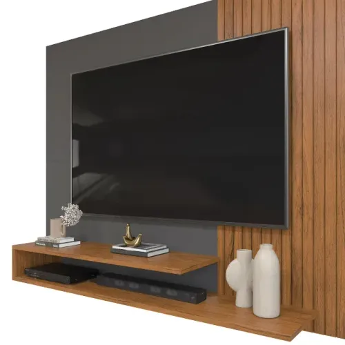Painel De Tv Com 50 Polegadas Nichado Cinza Com Marrom