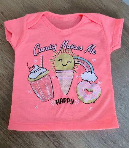 Camisetinha rosa bebê Tam P
