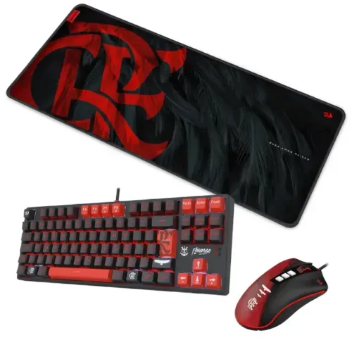 Combo Gamer Redragon Flamengo Teclado Mecâncio 80% Switch Brown + Mouse 12.400 DPI- WZetta
