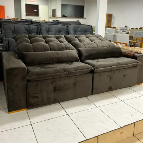 Sofá Cama Suede Marrom