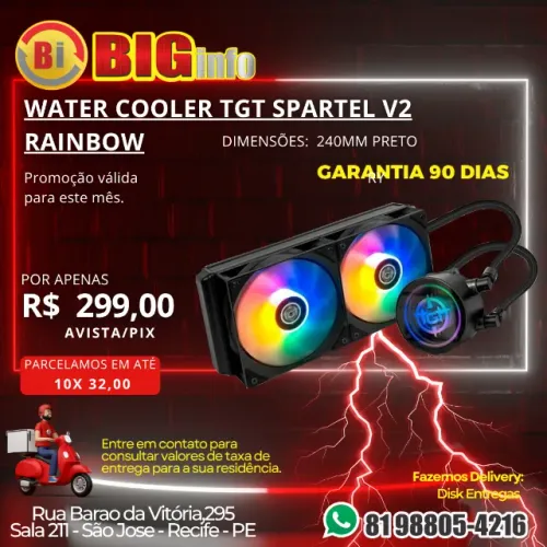 Water Cooler Computador Tgt Spartel V2 Rainbow 240mm Preto TGT-SPLV240