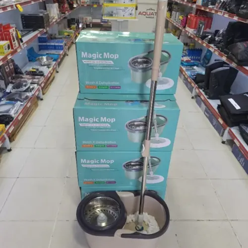 Rodo Mop Giratório com 12 Litros Cesta de Inox